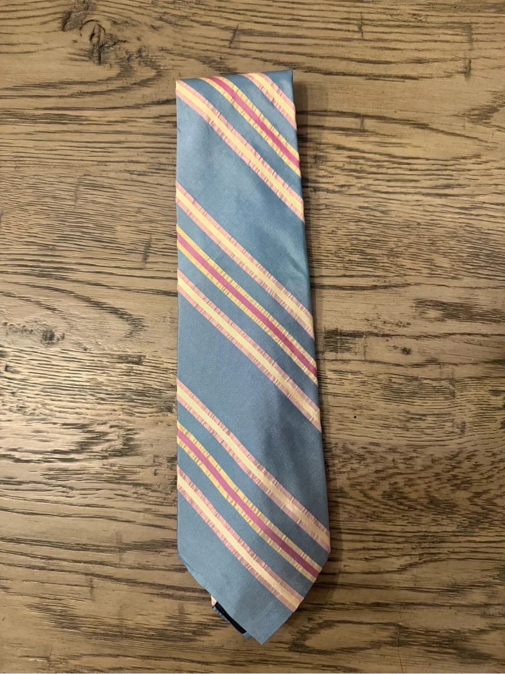 Classic Blue Stripe Men's Tie - Pastel Multi-Color